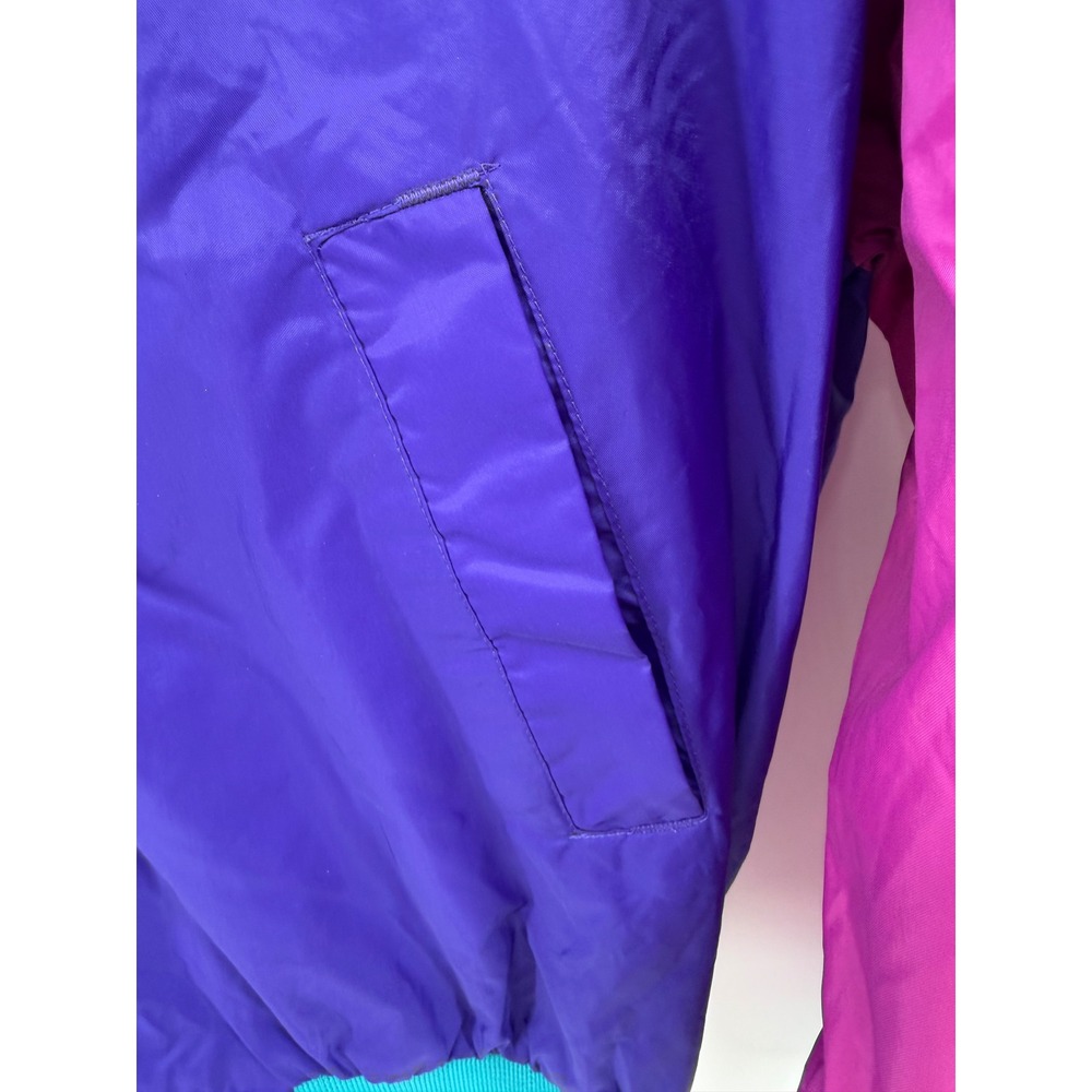 Vintage Crest McDonalds Jacket Mens Medium Purple Color Block Nylon Bomber 90s - Picture 4 of 7